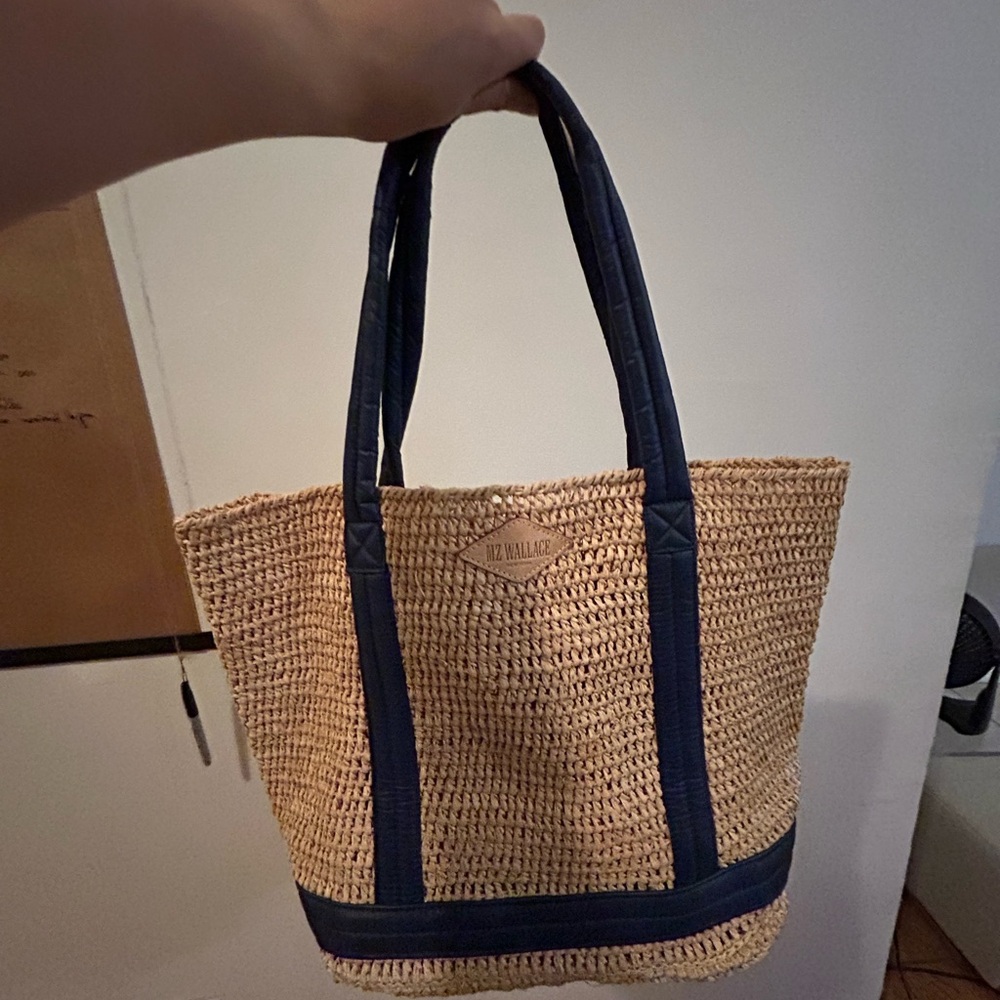 MZ Wallace Navy and Tan Tote Bag